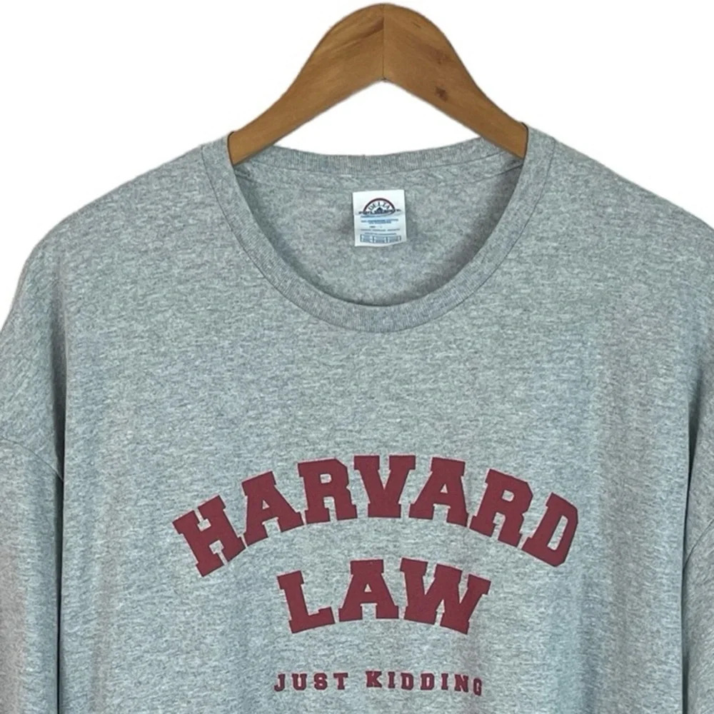 TS922 Mens Delta Pro Weight Harvard Law Just Kidding Funny Crewneck T Shirt 2XL - Picture 3 of 4